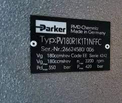 Parker hydraulic pump Interpretation nameplate information